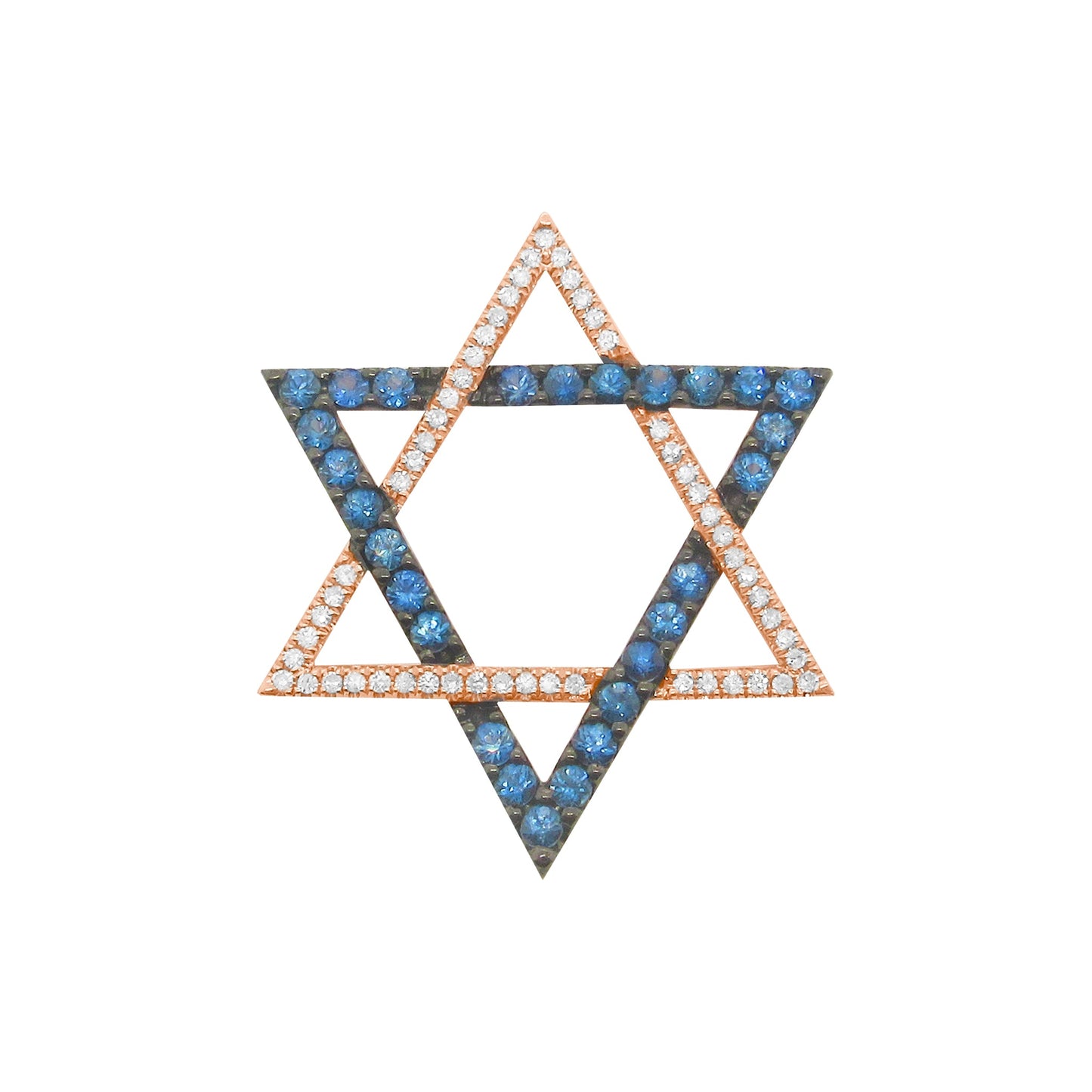 14k Large Magen David Sapphire and Diamond Charm