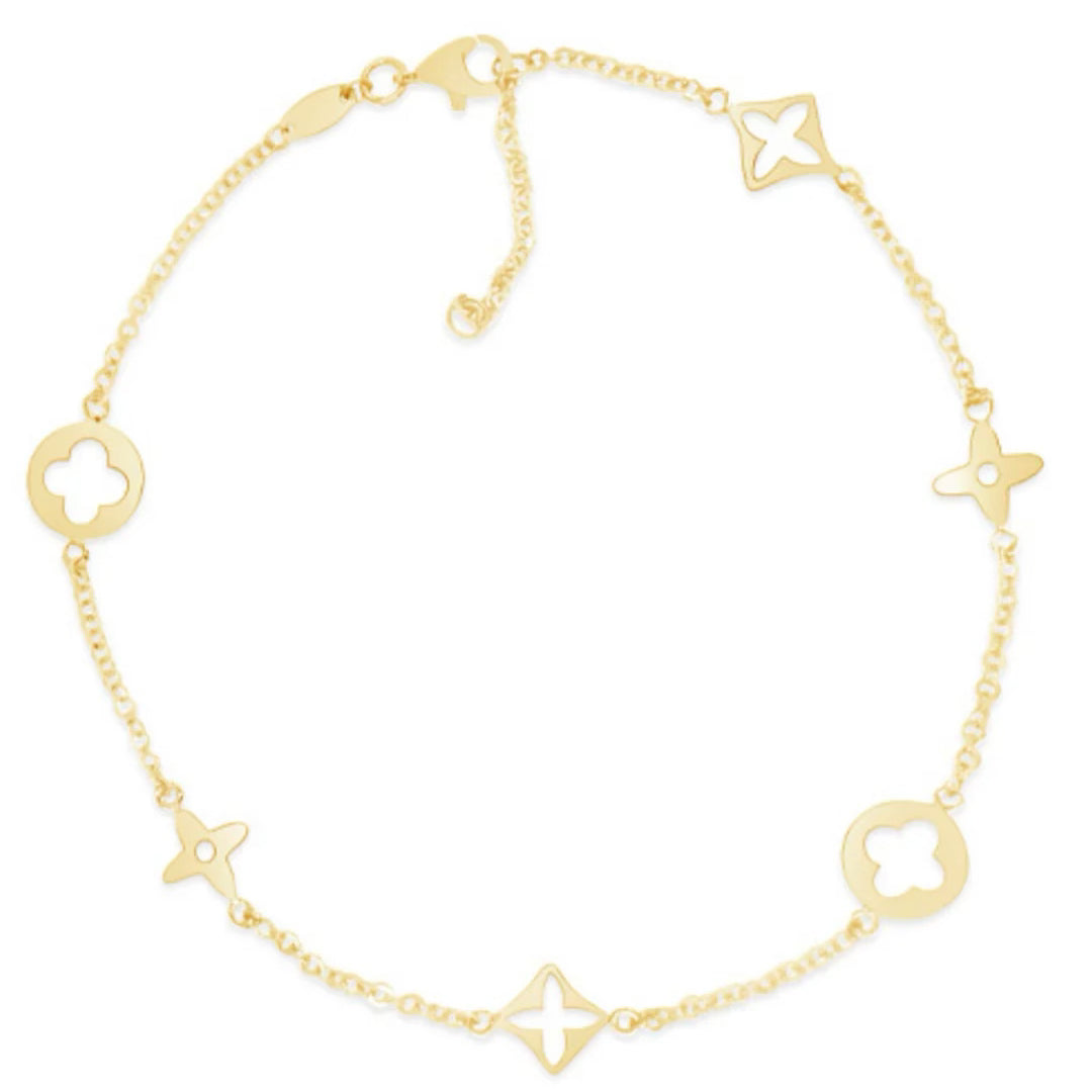 14k Gold Clover Anklet