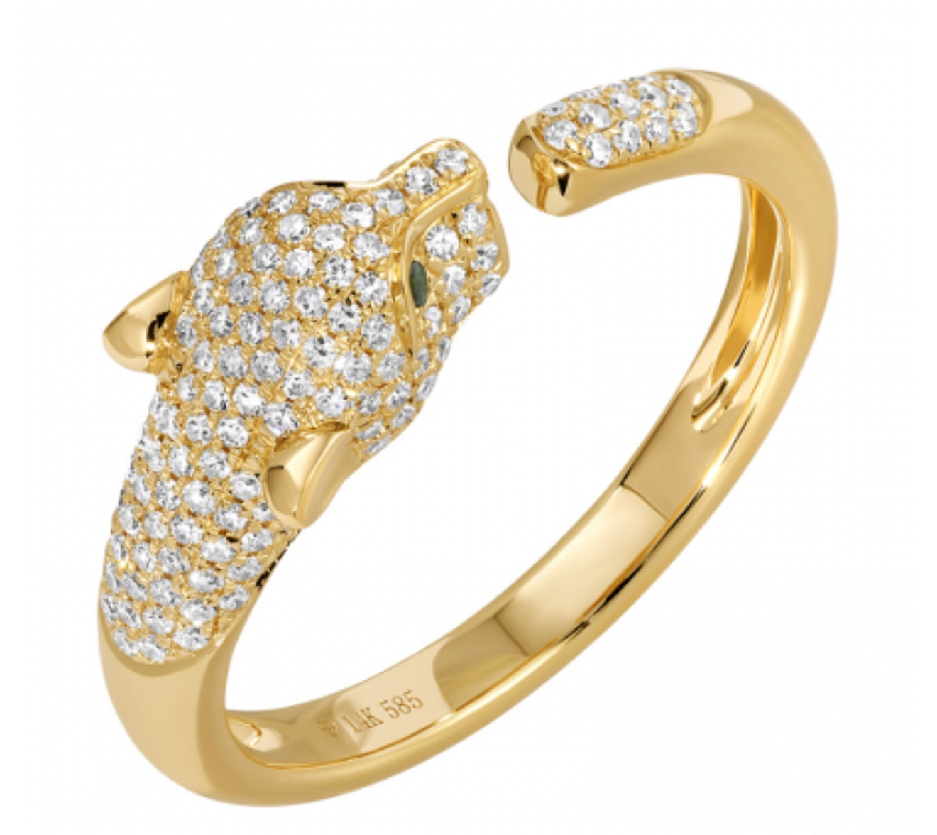 14k Yellow Gold and Diamond Panther ring
