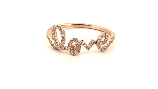 14k Rose Gold and Diamond Love Ring