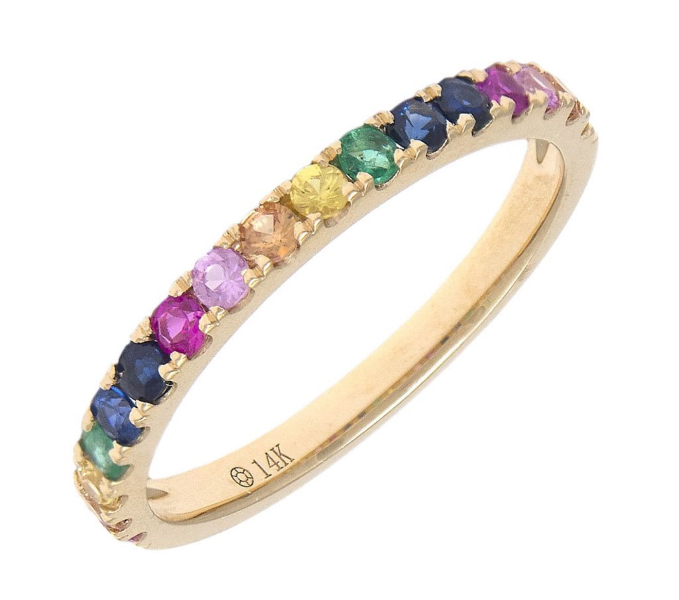 14k Yellow Gold Rainbow Band Ring