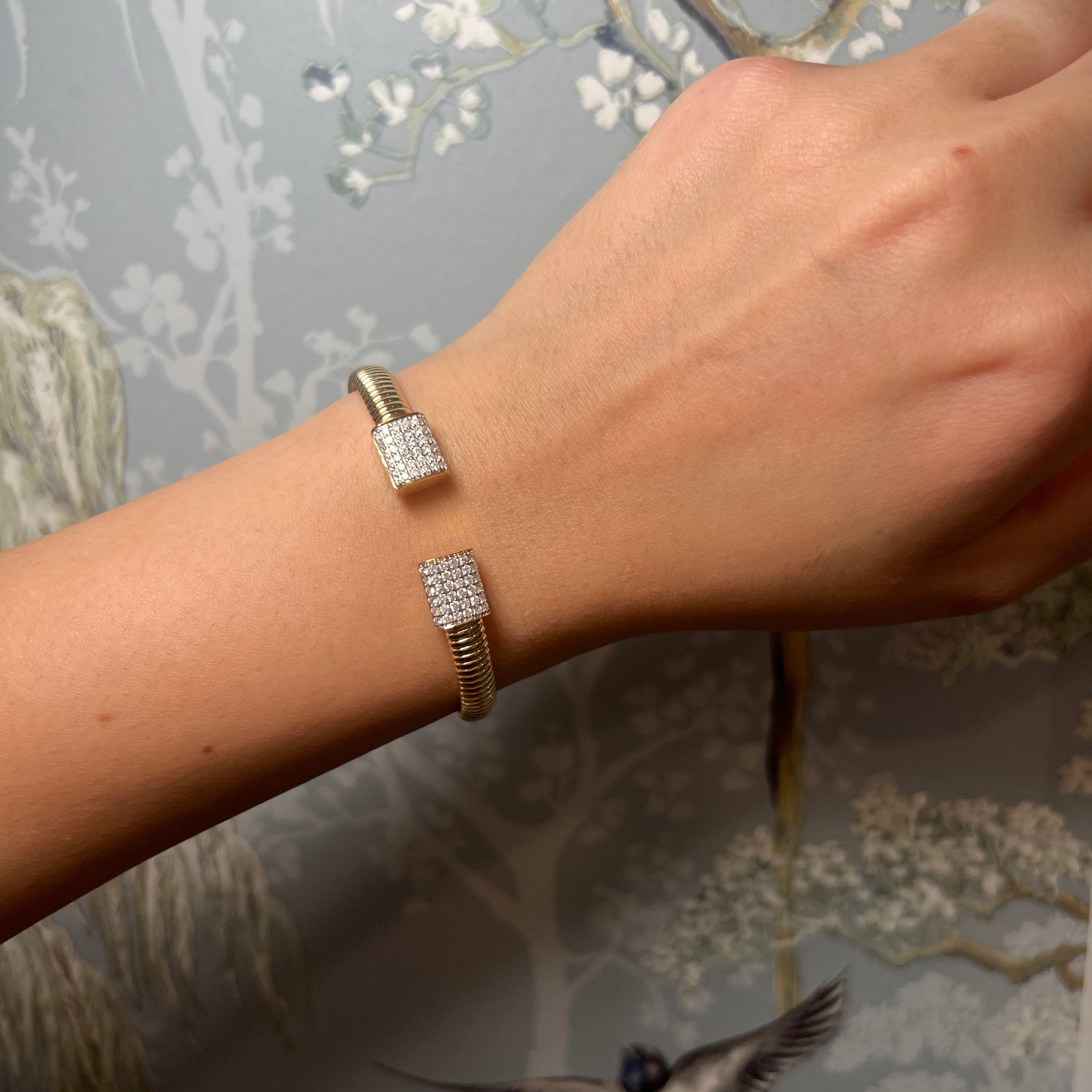 Yellow Gold and Diamond Cuff Bangle