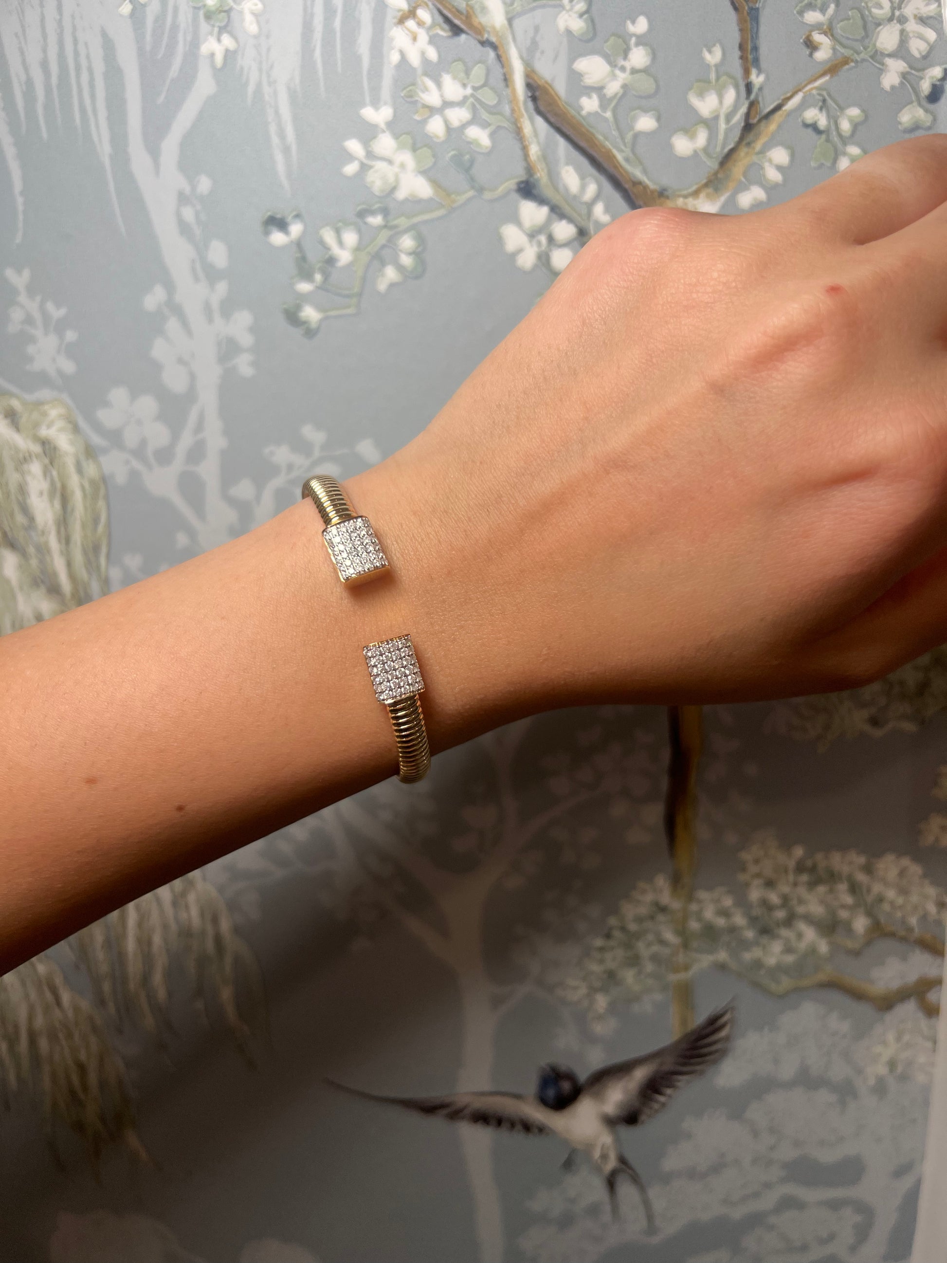Yellow Gold and Diamond Cuff Bangle