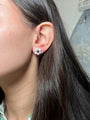 14K Pearl and Blue Sapphire Flower Studs