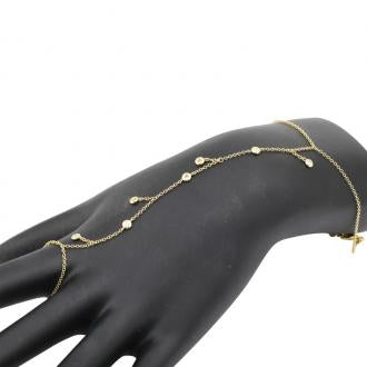 14k Yellow Gold Diamond By The Yard Hand Chain Bracelet