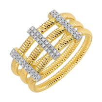 14k Yellow Gold Skinny Omega Chain Diamond Ring