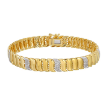 14k Yellow Gold Diamond Pattern Chain Bracelet