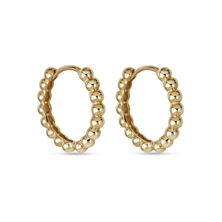 14k Gold Small Ball Hoops