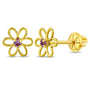 14k Gold Open CZ Flower Baby / Toddler / Kids Earrings