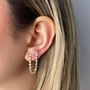 14k Gold Diamond Chain Double Earrings