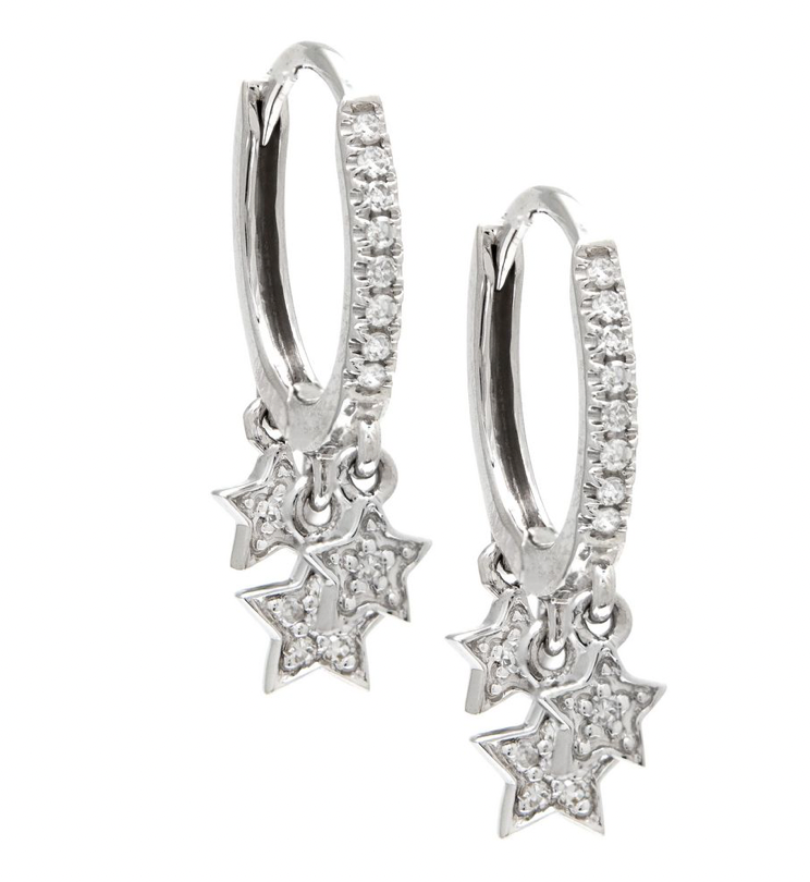 14k Gold Diamond Emma Star Huggies