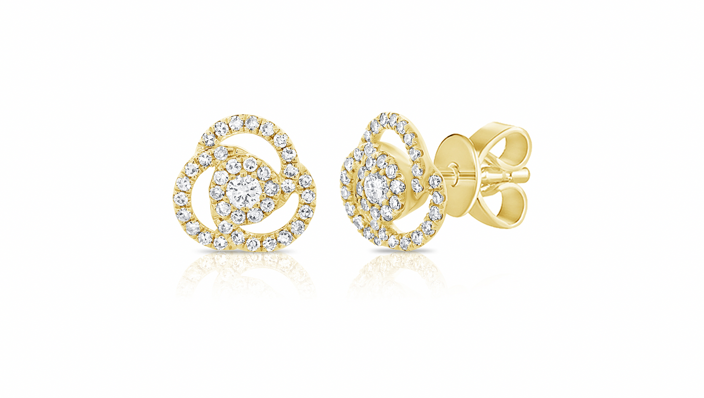14k Gold Diamond Flower Studs
