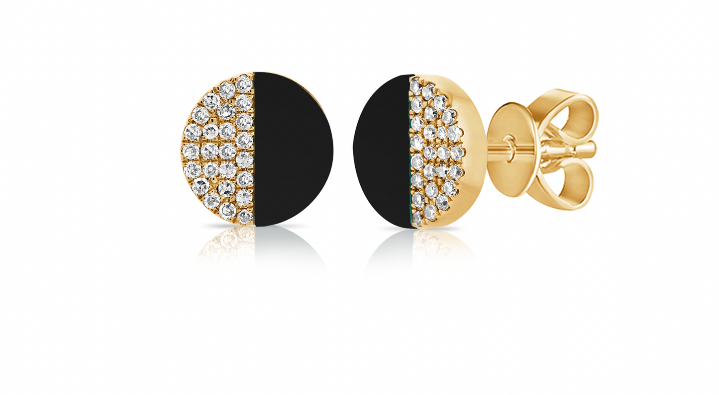 14k Gold Diamond Onyx Jess Studs