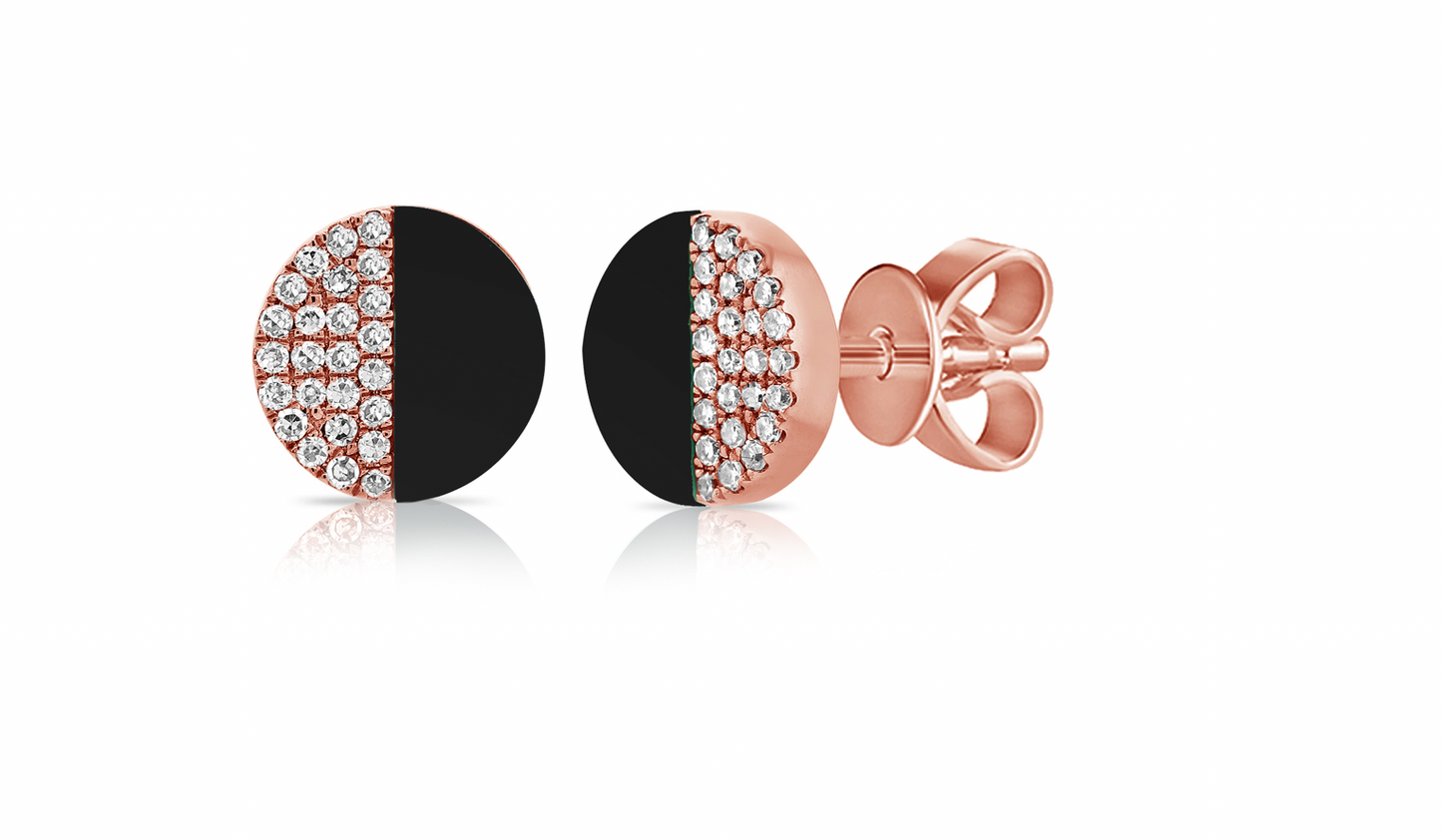 14k Gold Diamond Onyx Jess Studs