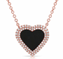 14k Gold Diamond and Onyx Sara Heart Necklace