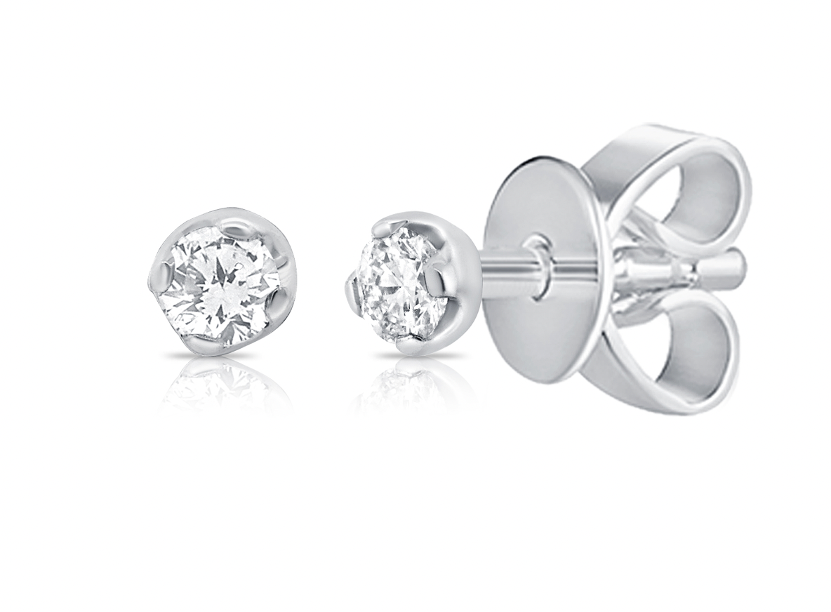 14K Gold Mini Diamond Studs 14K White Gold