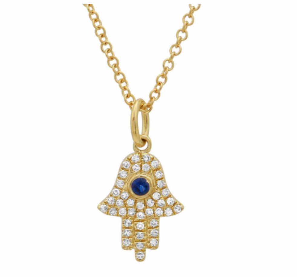 14K GOLD DIAMOND HAMSA NECKLACE