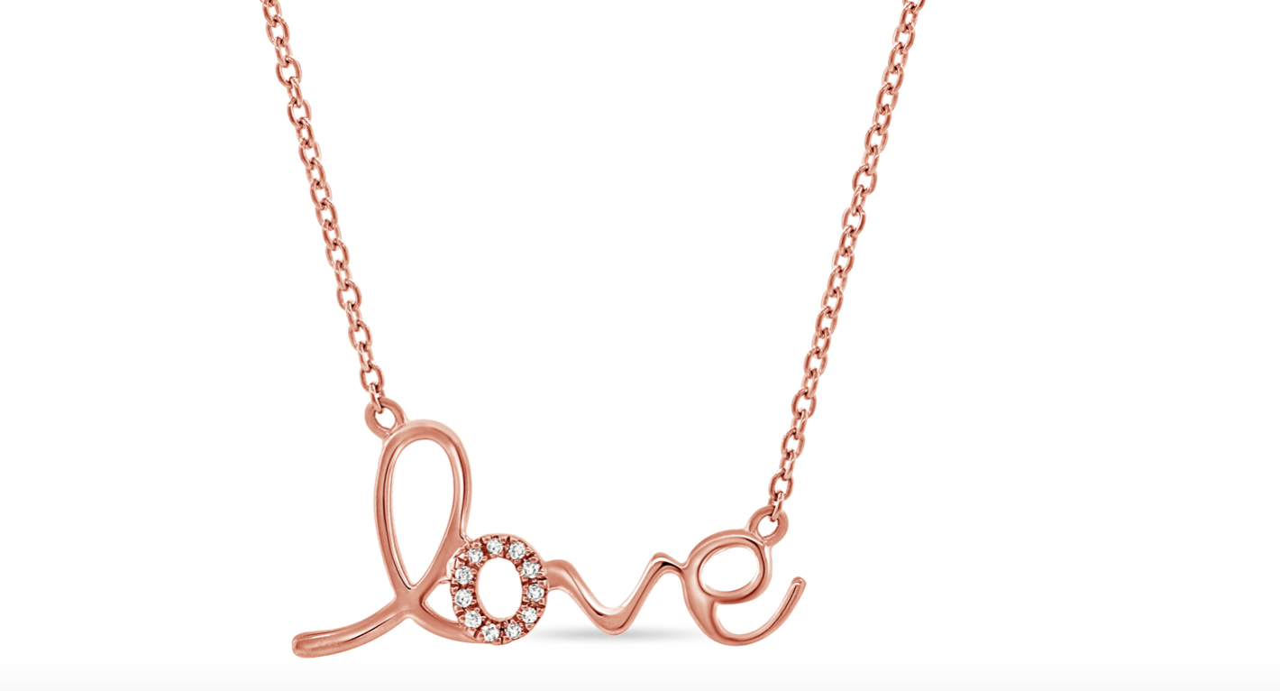 14k Gold Diamond Love Necklace