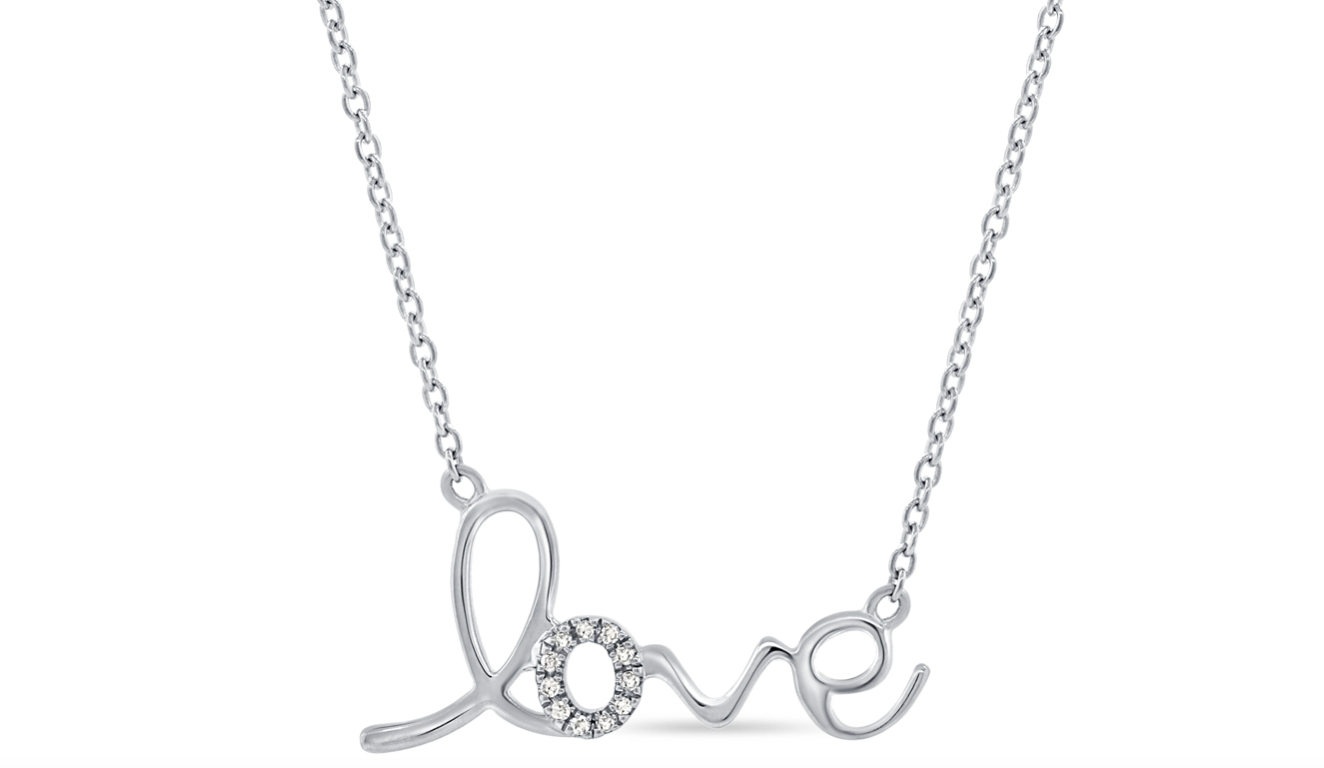 14k Gold Diamond Love Necklace