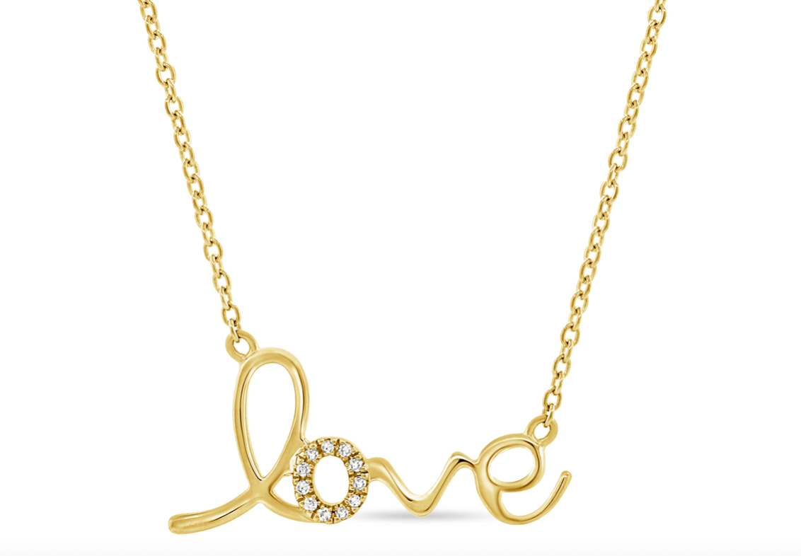 14k Gold Diamond Love Necklace