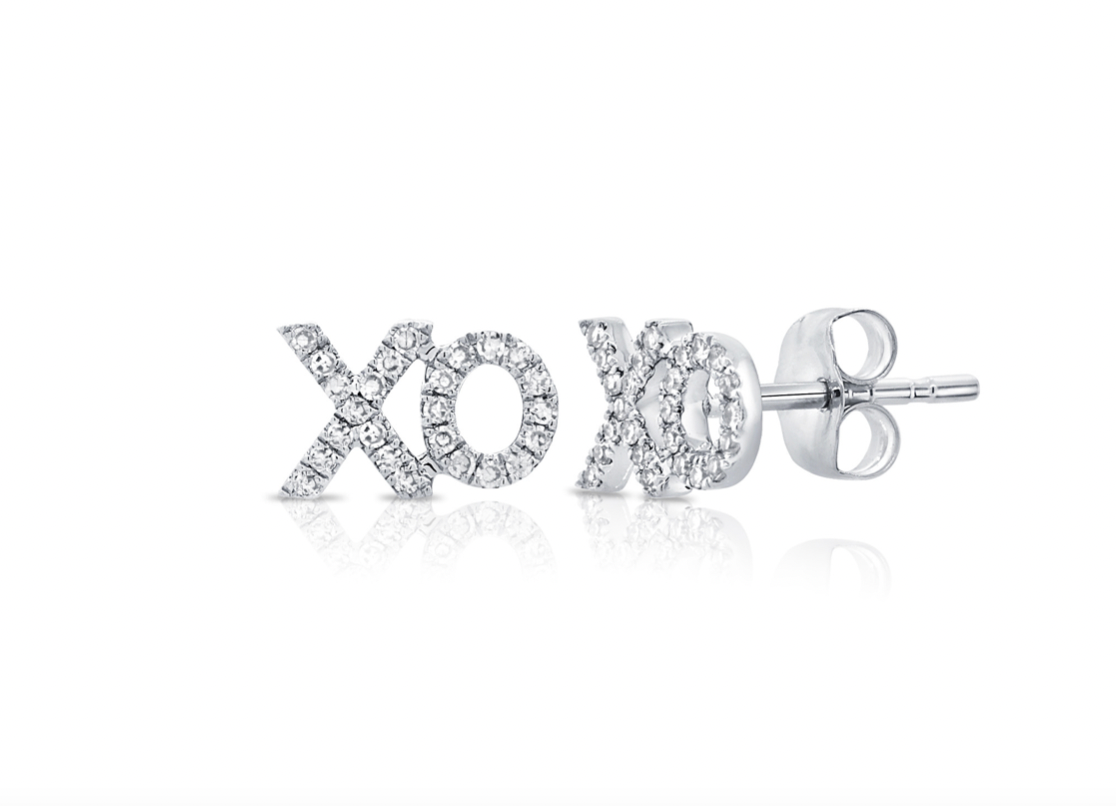 14k Gold Diamond Pave XO Studs