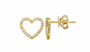 14k Yellow Gold Pave Diamonds Perfect Open Heart Studs