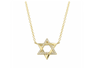 14K YELLOW GOLD HALF DIAMOND STAR OF DAVID NECKLACE