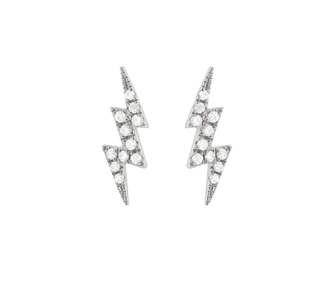 14k White Gold Lightning Stud
