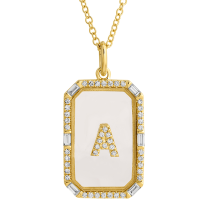 14k Yellow Gold Sapphire Crystal Initial Necklace