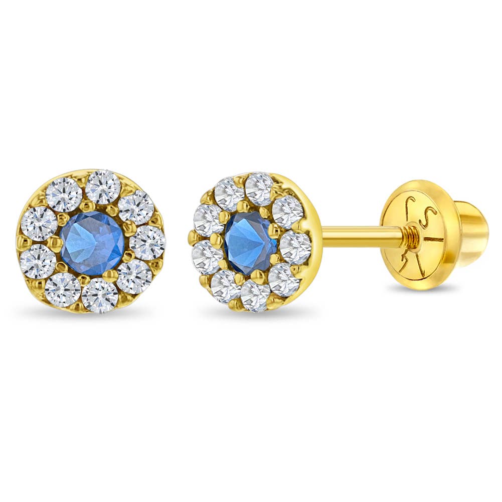 14k Gold CZ Burst Kids / Children's / Girls Earrings