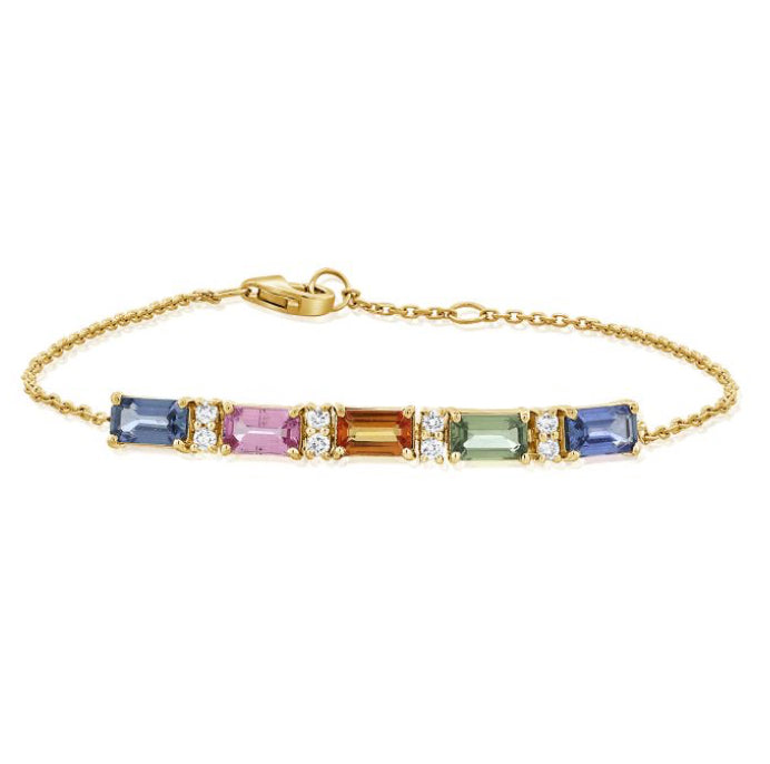 1.77CT RAINBOW COLOR AND DIAMOND CHAIN BRACELET