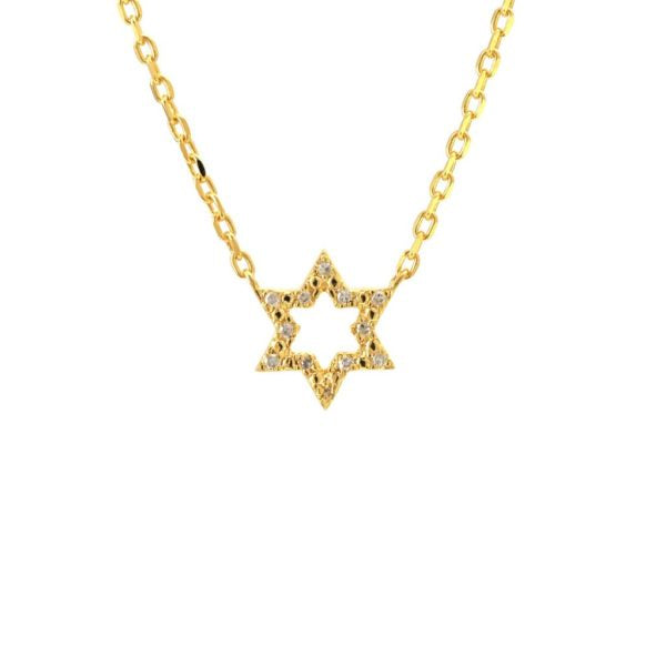 Sterling Silver Star of David Single Micro Pave Diamond Necklace