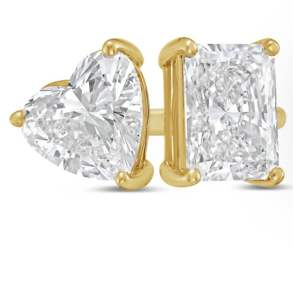 14k Yellow Gold 2 Lab Diamond Stone Ring