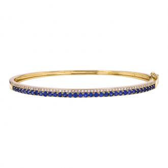 14k Yellow Gold Sapphire & Diamond Bangle