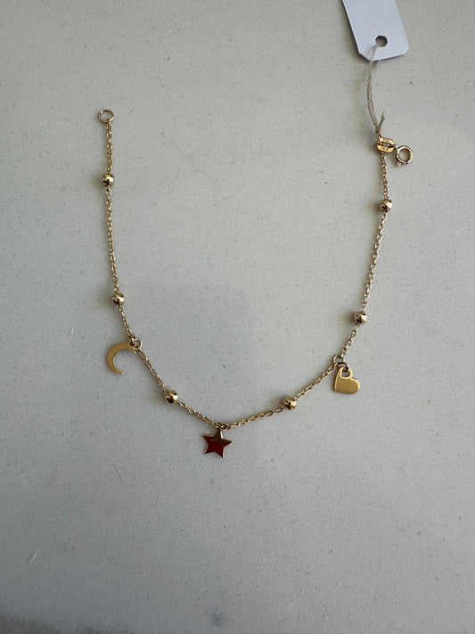 14k Yellow Gold Charm Bracelet