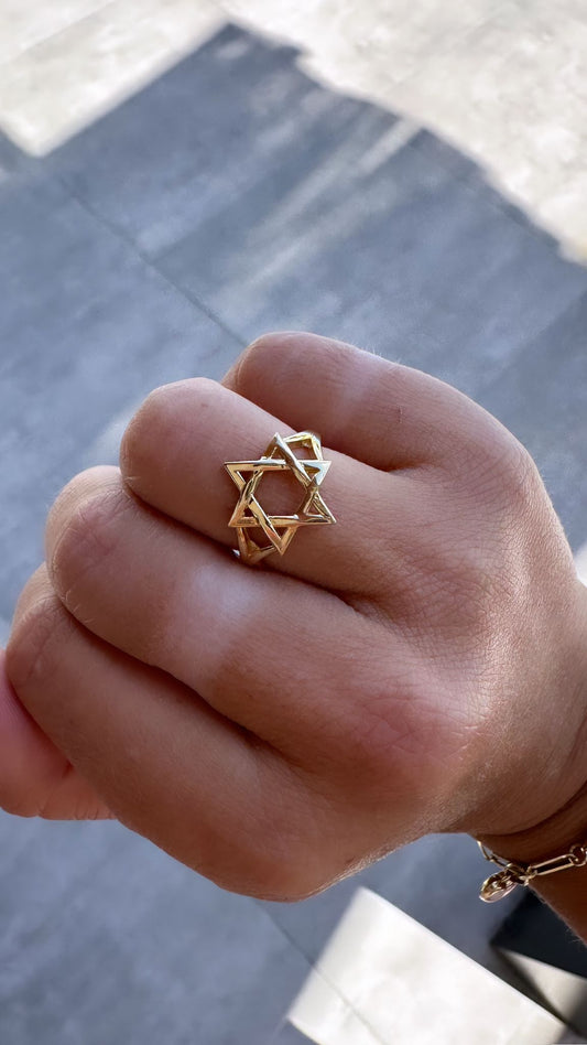 Yellow Gold Star of David Ring