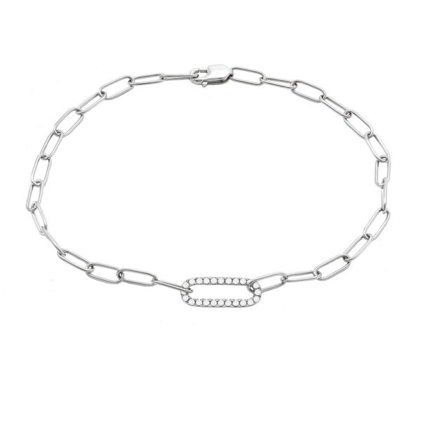 White Gold Fashion Single Micro Pave Diamond Bracelet