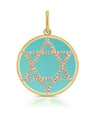 6.95CT TURQUOISE AND DIAMOND STAR OF DAVID PENDANT
