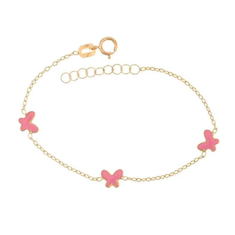 14k Pink Butterfly Baby Bracelet