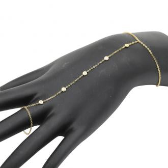 14k Yellow Gold Diamond Hand Chain Bracelet