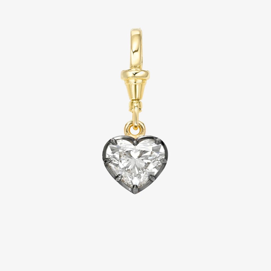 14k Yellow Gold Georgian Set Lab Grown Heart Diamond
