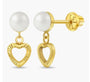 14k Pearl Heart Dangle Girl Earrings