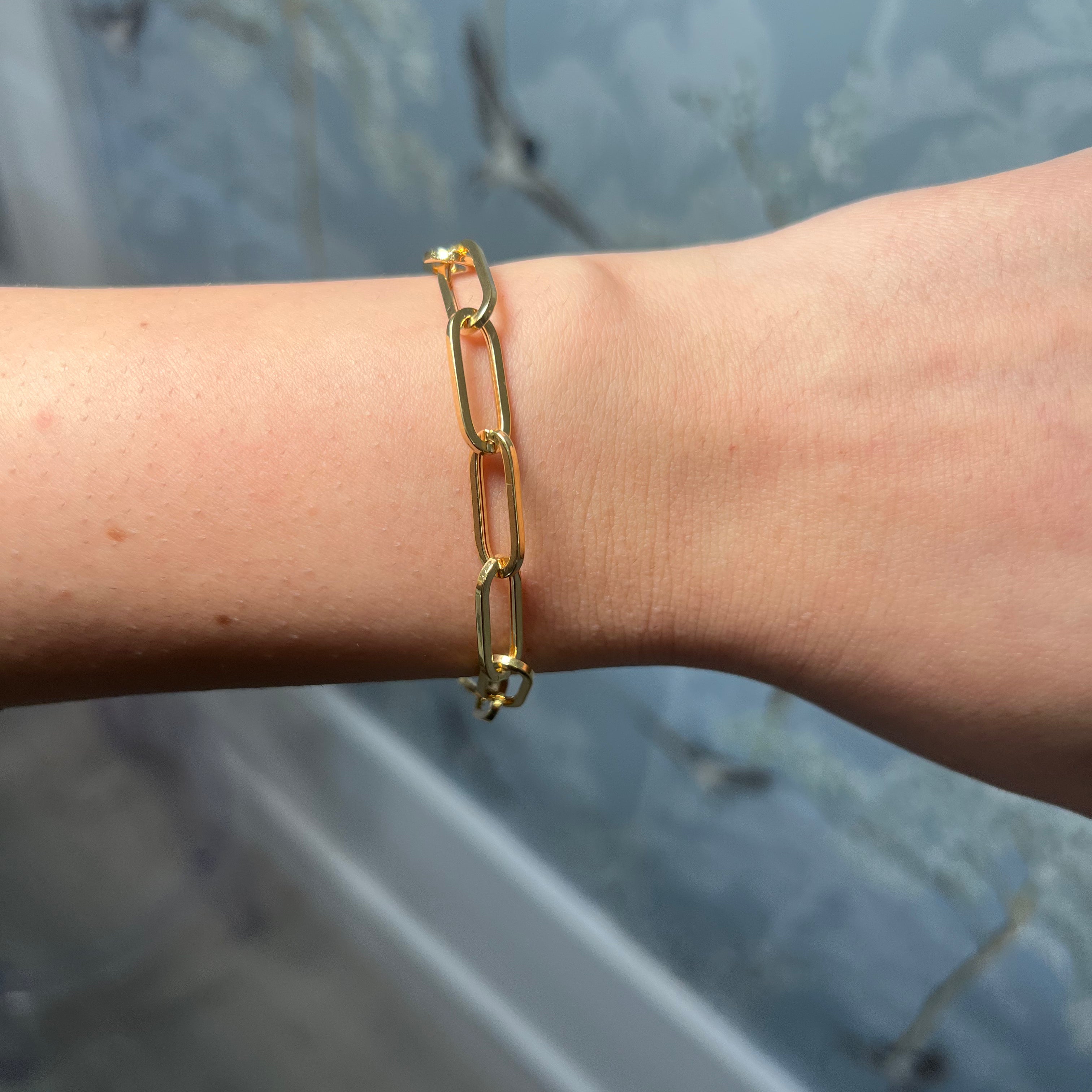14k Yellow Gold Large Paperclip Bracelet