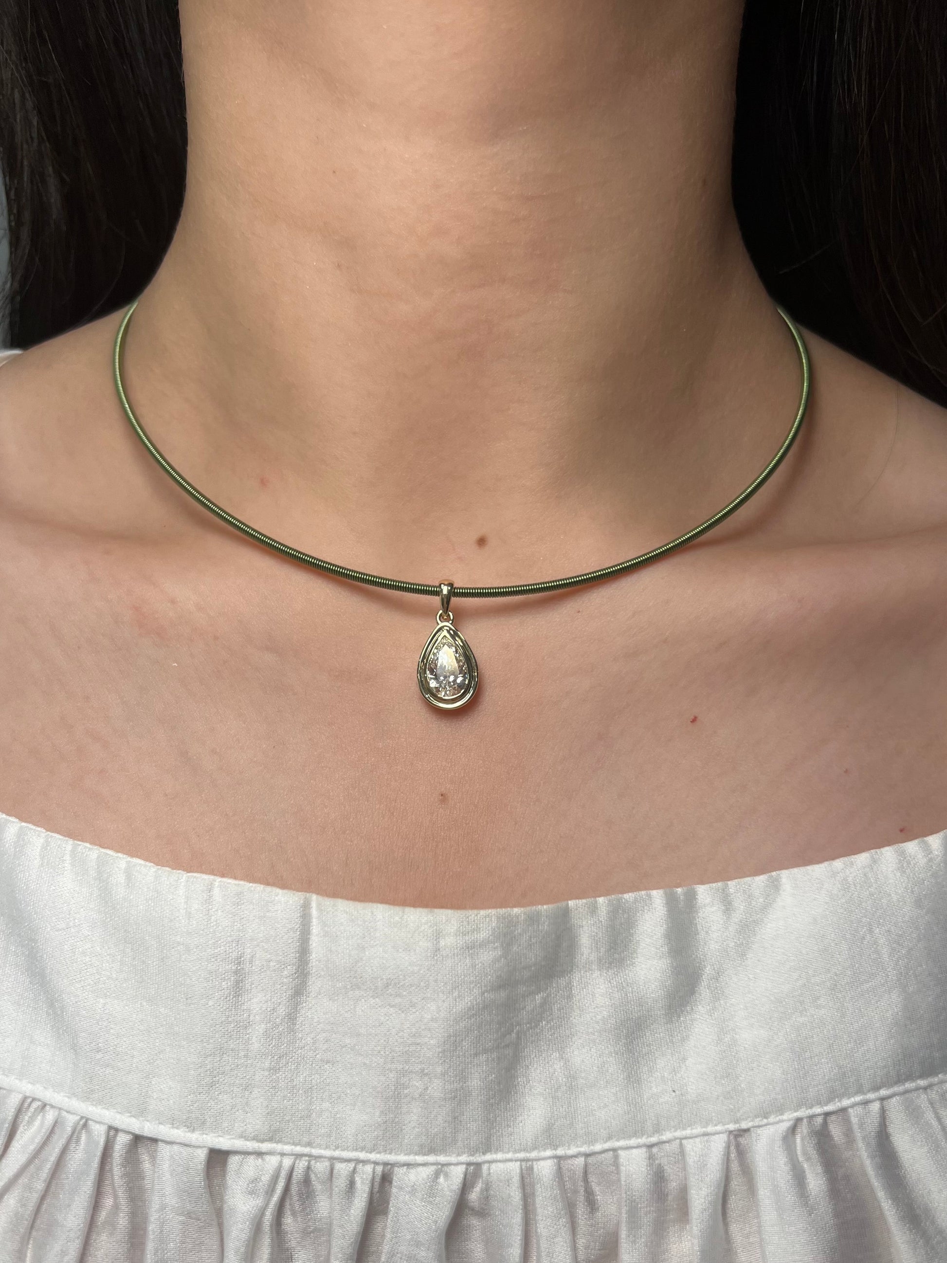 2.02ct Lab Grown Pear Diamond Set in a Double Bezel Charm