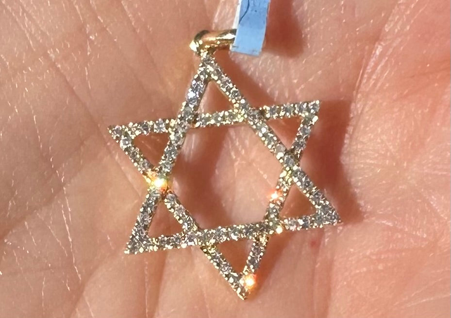 Yellow Gold Diamond Jewish Star of David charm