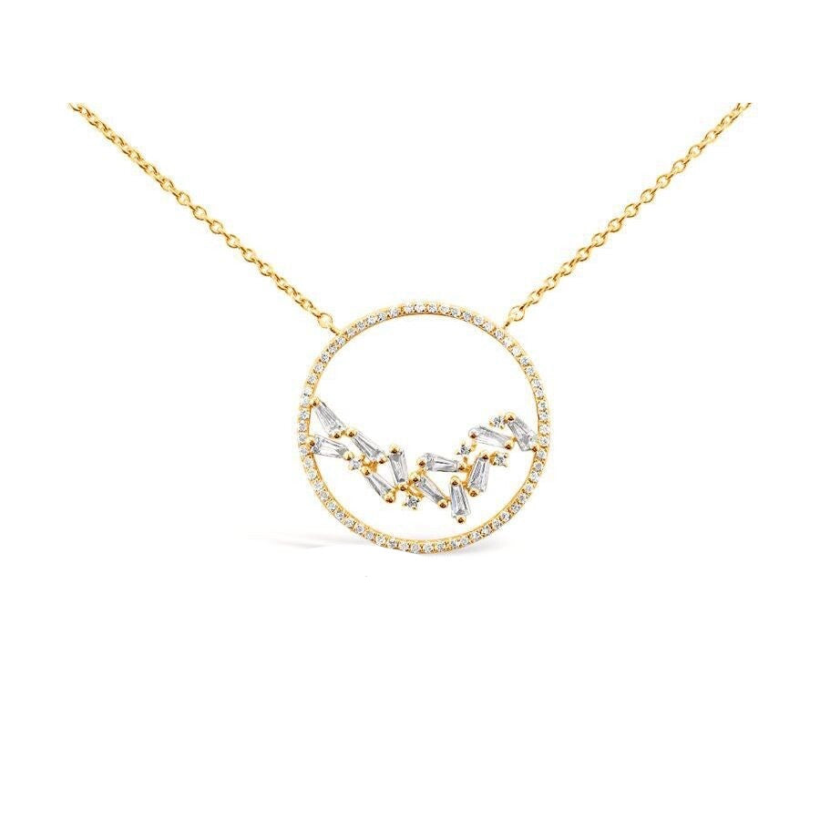 14k Rose Gold Open Circle Diamonds Necklace