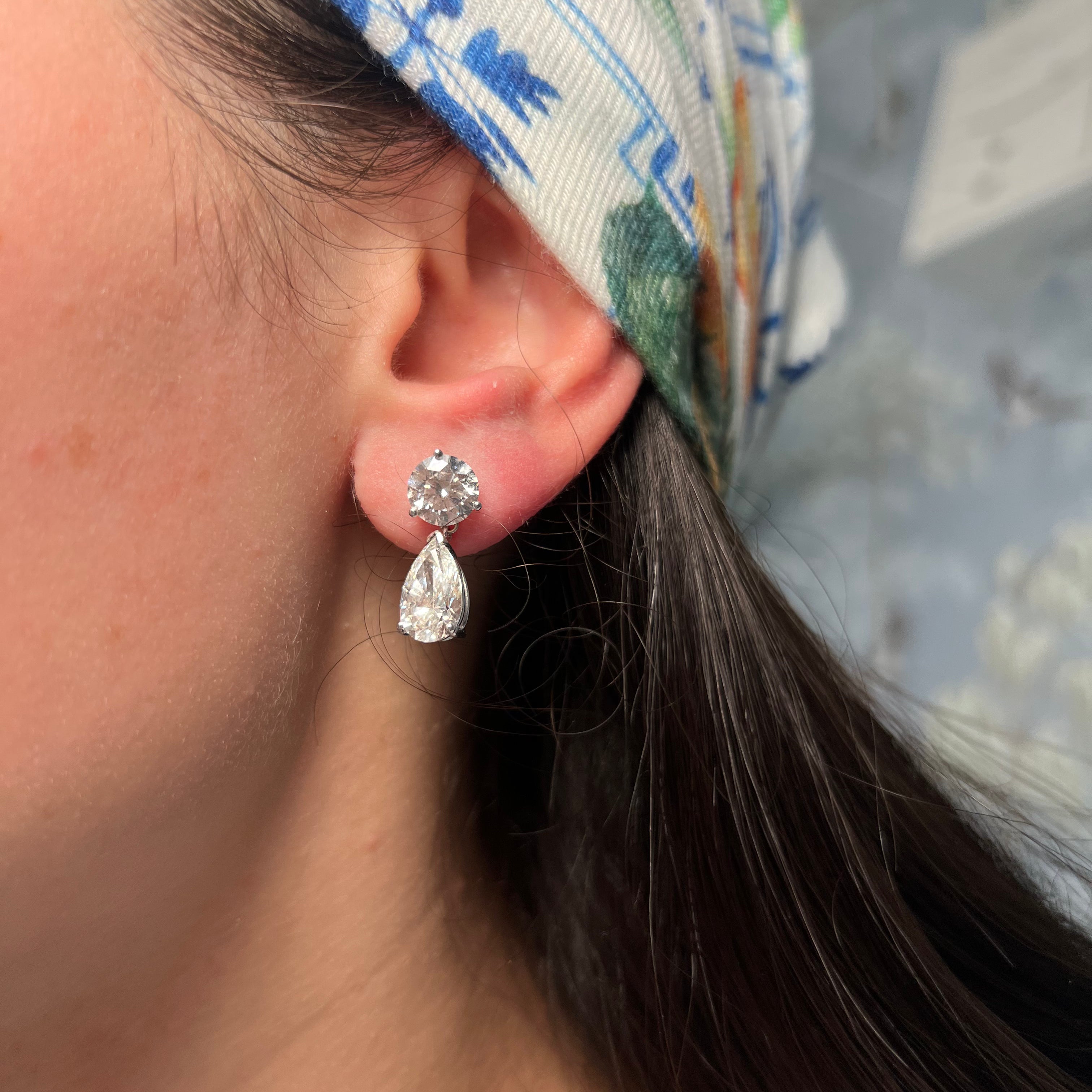 14k White Gold Lab Grown Diamond Pear Drop Earrings