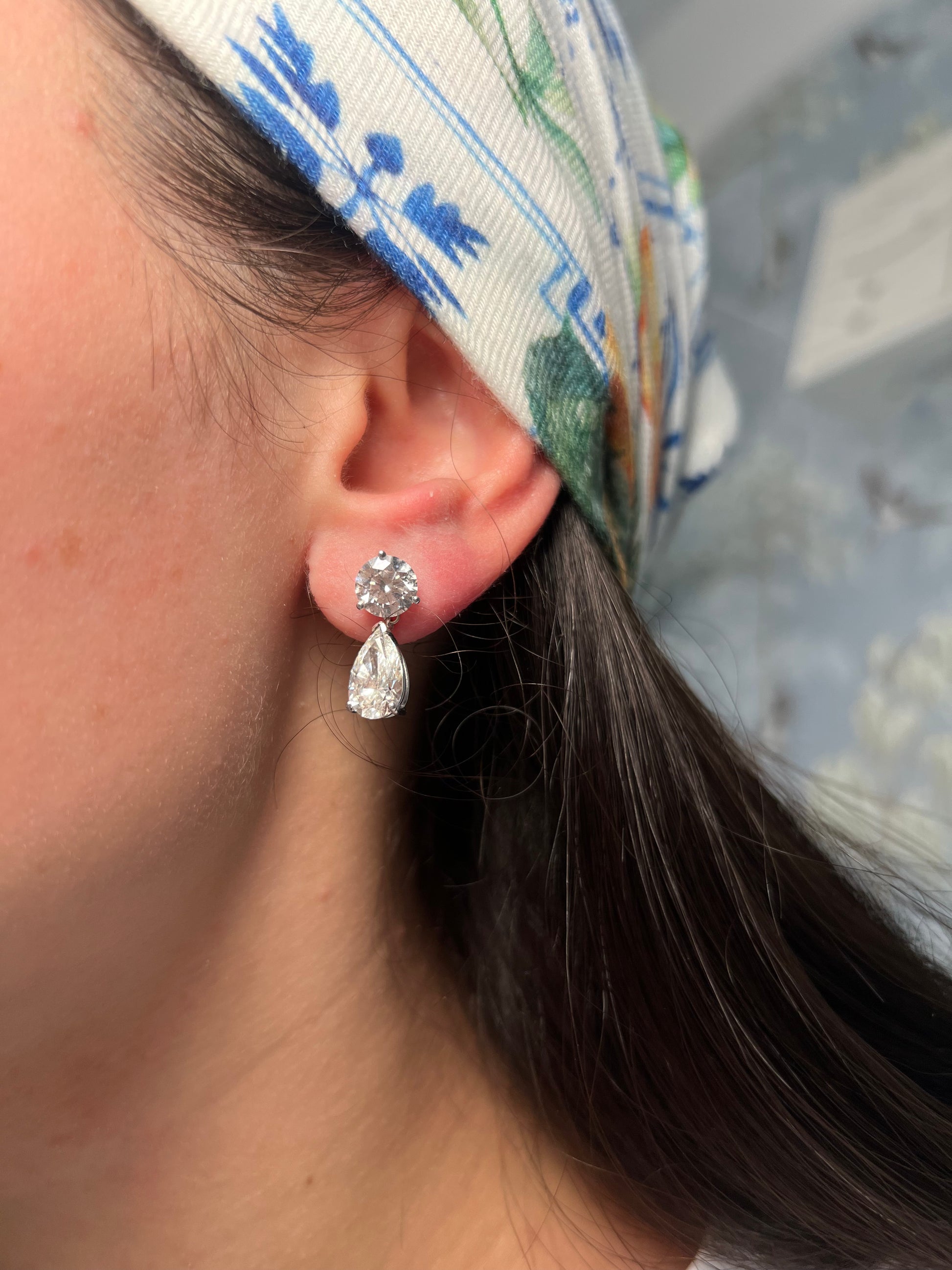 14k White Gold Lab Grown Diamond Pear Drop Earrings