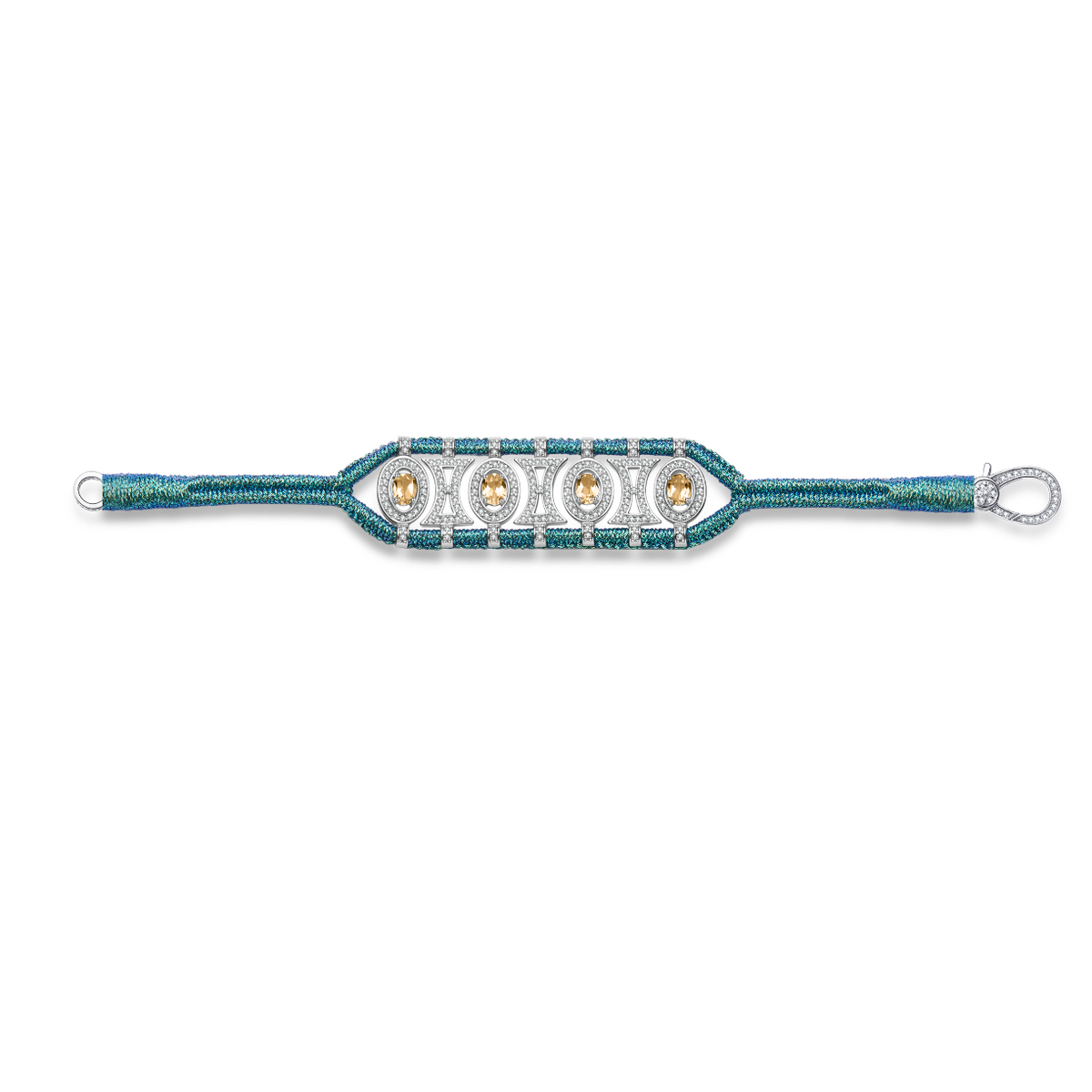Turquoise Citrine and Moissanite String Bracelet