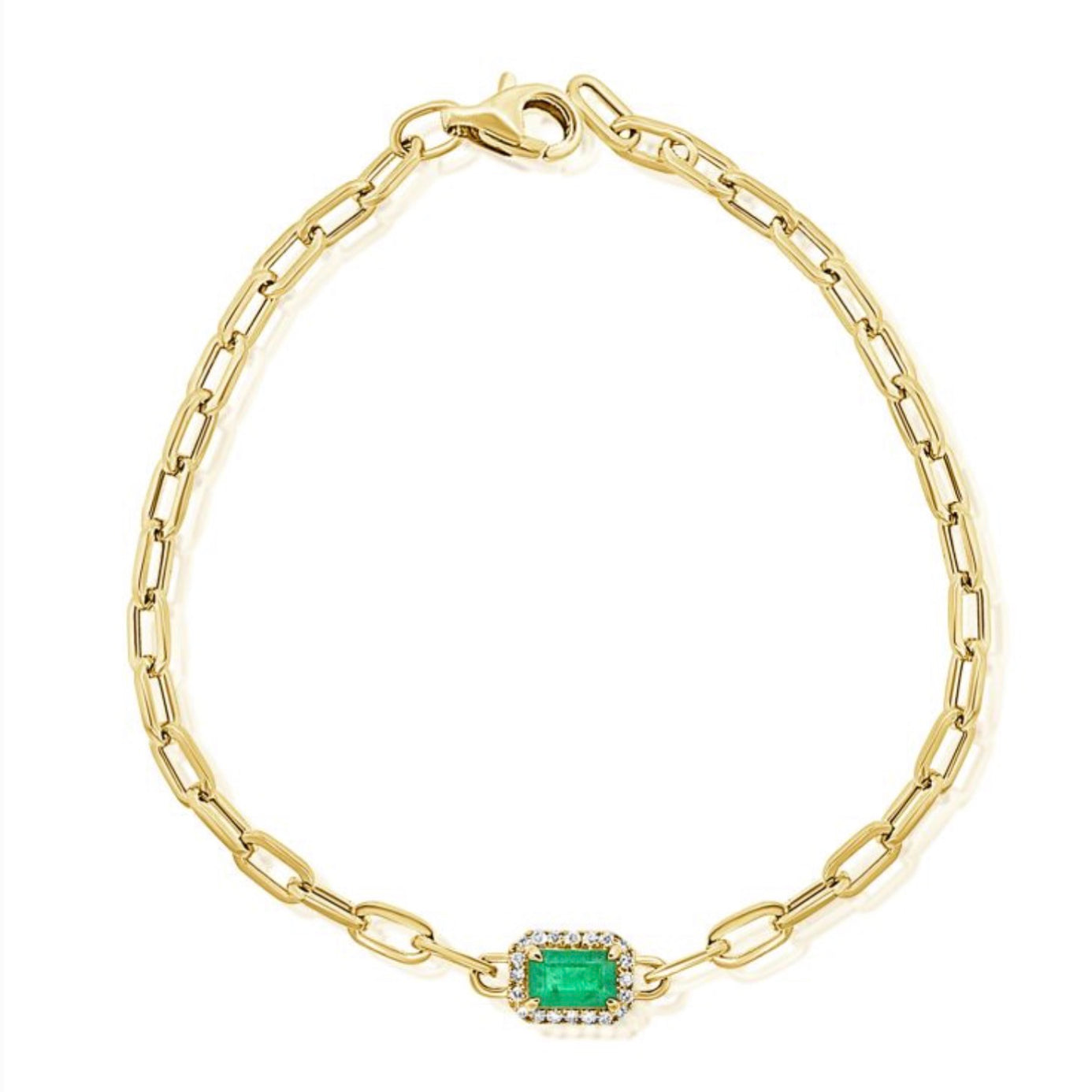 Emerald Stone Paperclip Bracelet